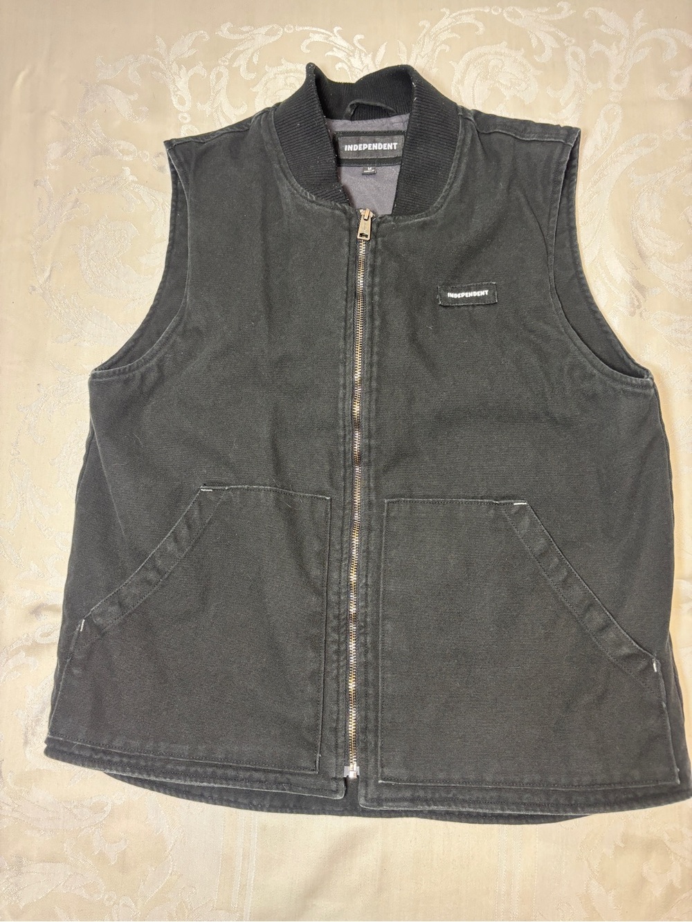 Independent Men's Black Denim Zip Vest with Utility Pockets